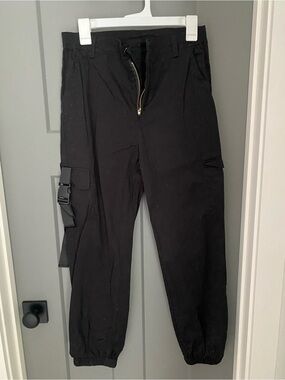 Black Utility Cargo Jogger Pants